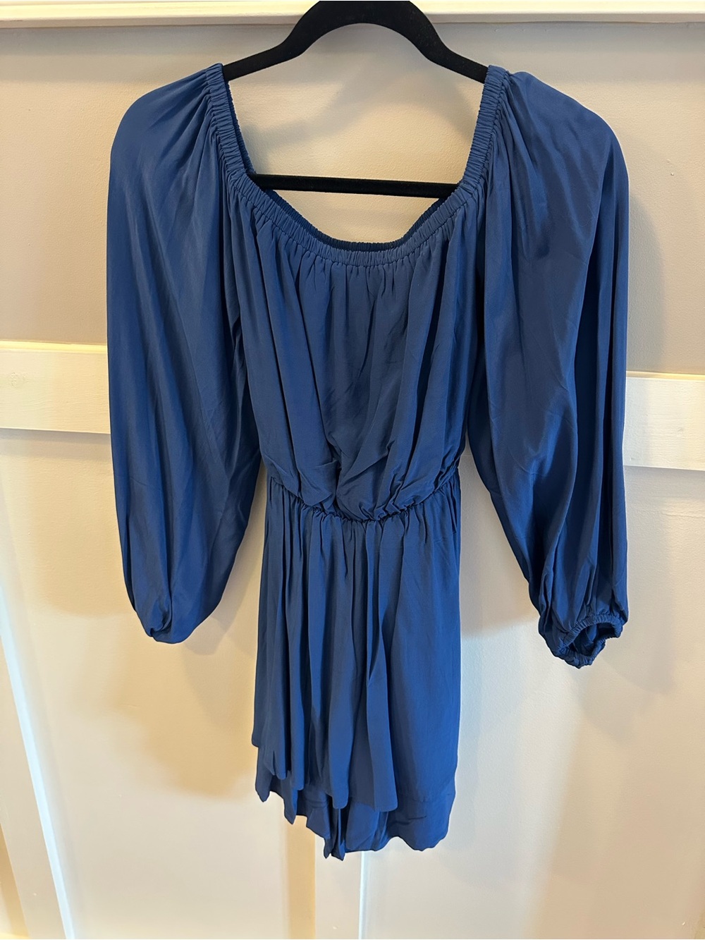 Express Women's Blue Off-Shoulder Romper size XS